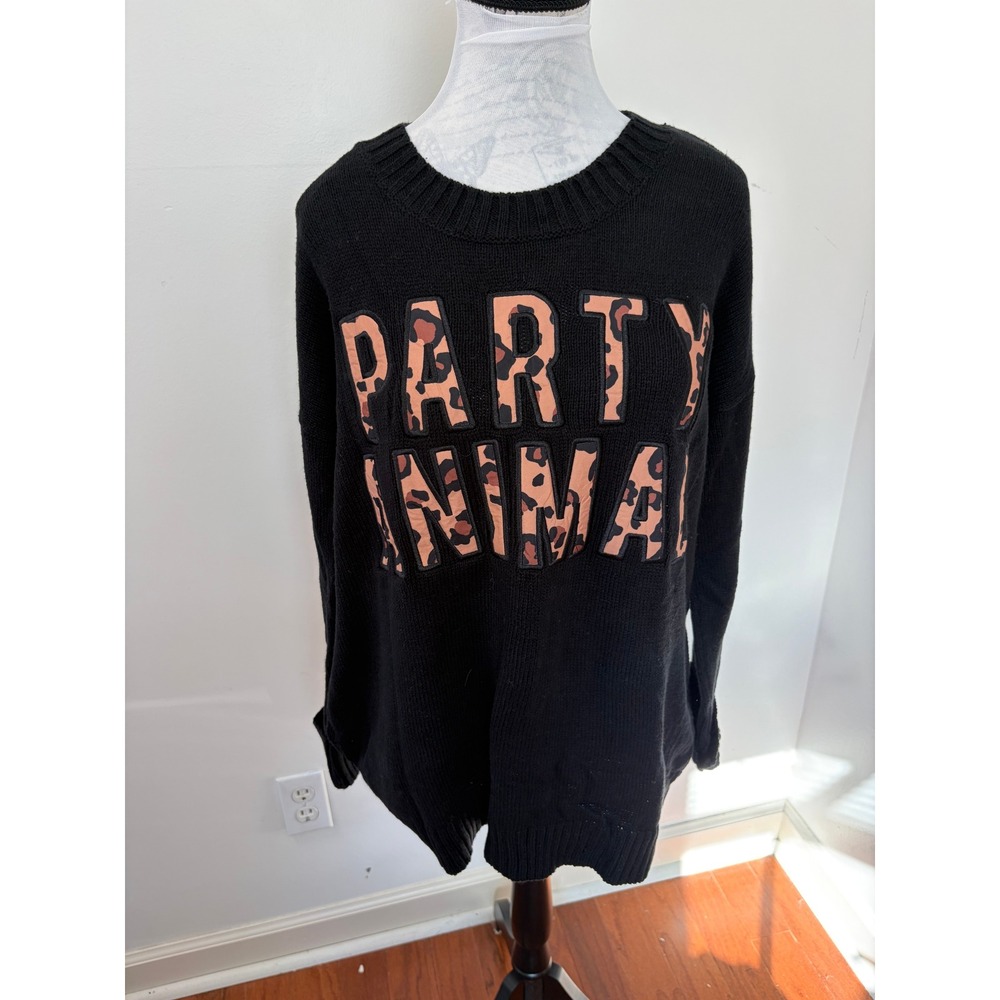 Show Me Your Mumu Sweater Womens Small Edgy Boho Party Animal Leopard Oversized